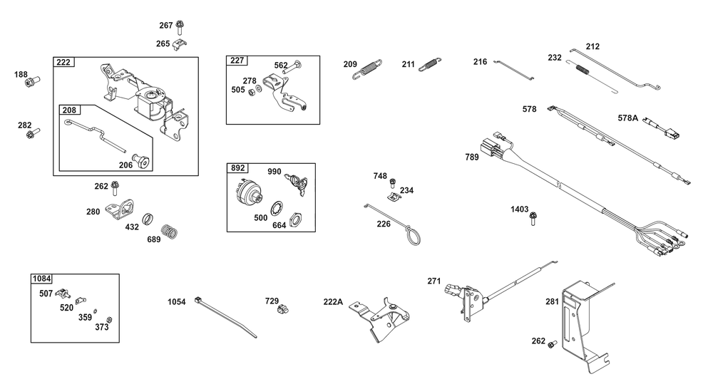 Controls Group Diagram and Parts List for 356447-0709-H7 200000 - 399999 Briggs and Stratton Engine